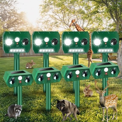 4/6/8Pack Solar Ultrasonic Animal Repellent Dog Skunk Deer Raccoon For Garden
