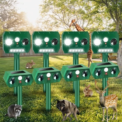 4/6/8Pack Solar Ultrasonic Animal Repellent Dog Skunk Deer Raccoon For Garden