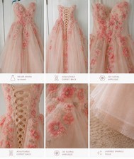 LoveyDress Pink Strapless Ball Gown Tulle Wedding Dress Corset Back.