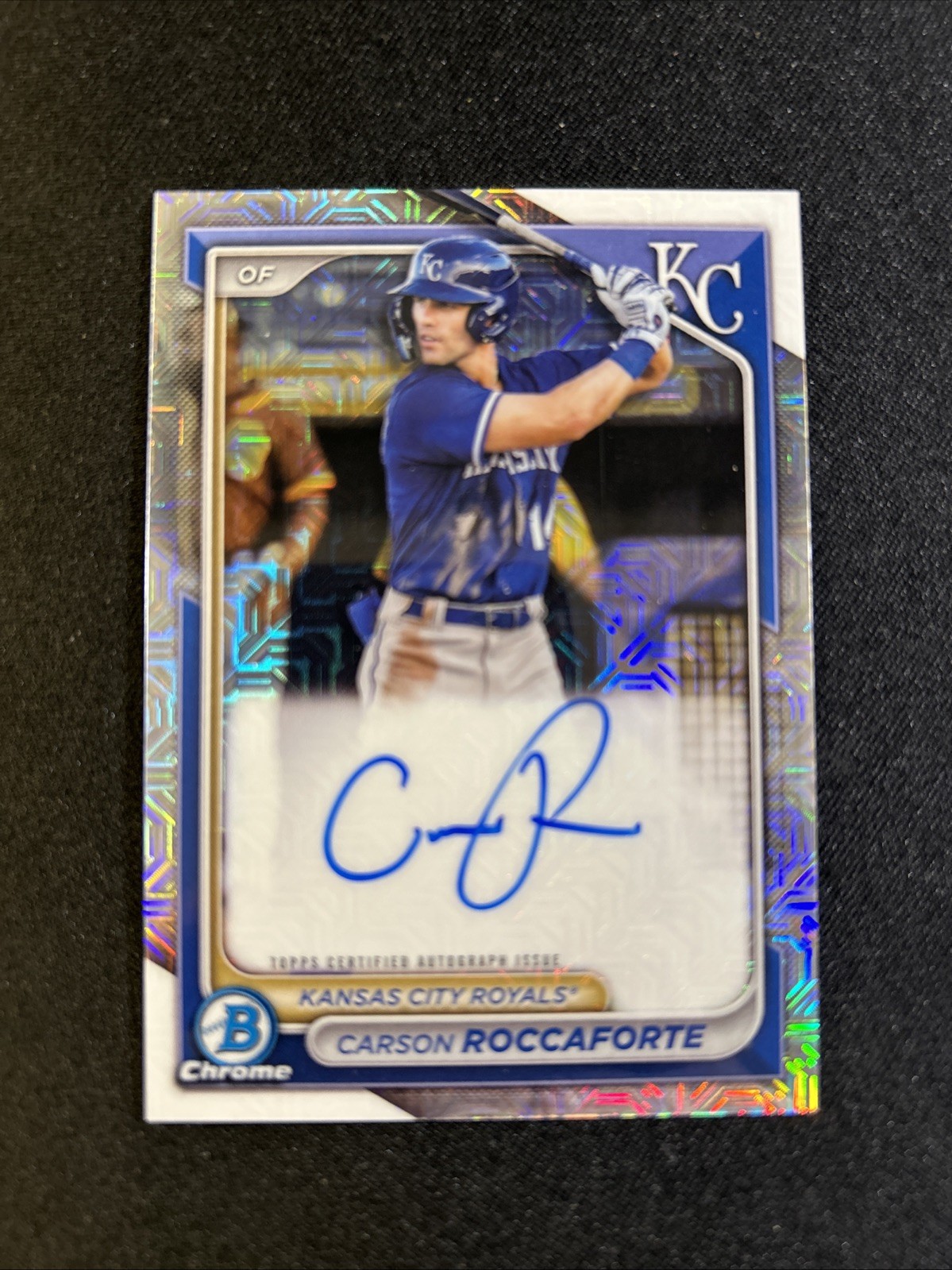 2024 Bowman Chrome Prospects Autograph Carson Roccaforte BMA-CR Mojo Refractor