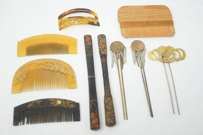 Collection épingle à cheveux et peigne accessoire cheveux japonais 10 pièces ... - Photo 1/4