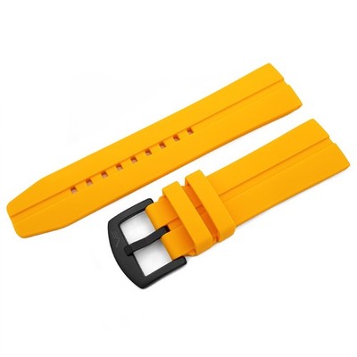 Genuine Vostok-Europe 24mm Silicon Strap - Yellow with Black Hardware