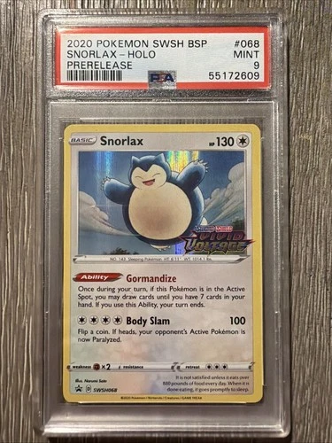 2020 Pokemon Snorlax Sword & Shield Promo SWSH068 Vivid Voltage Prerelease PSA 9