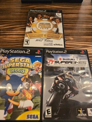 3 Ps2 game bundle -Sega superstars Tennis, TT super bikes, WSOP poker(EF)
