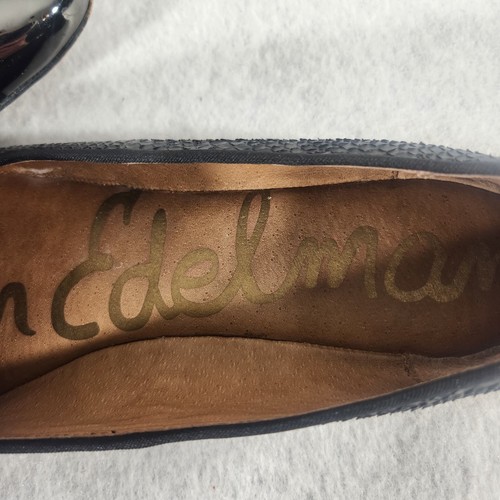Sam Edelman Flat Black Mirrored metal caps snakeskin Slip-On Loafer Snake 10.5 - Picture 6 of 11