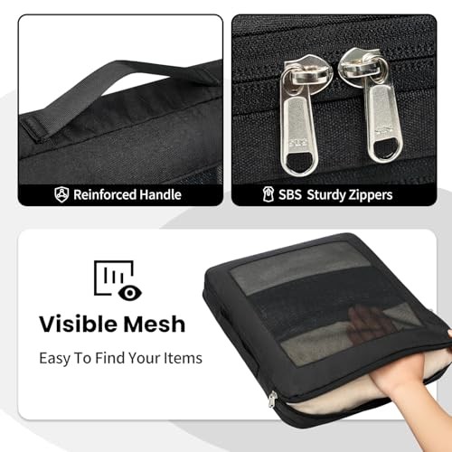 /6 Set/4 Set Compression Packing Cubes for Travel, Lightweight 8 Set 8-Black - Picture 5 of 6