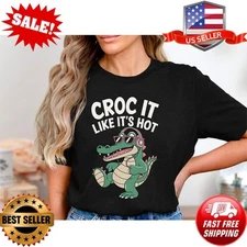 Croc It Like It’s Hot T-Shirt, Funny Meme Crocodile Shirt, Retro Vintage Tee, Co