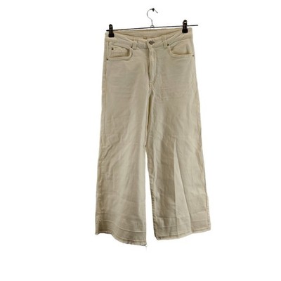 h&m womens denim culottes cream high waisted fray hem pockets size 8 free pp