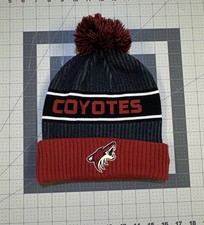 Arizona Coyotes NHL Pom Beanie Knit Hat Cuffed Winter Toque Black Red