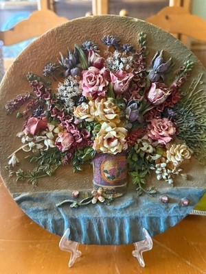 3D Flower Acrylic Painting - Textured Floral Art - Mix Media Art on plate