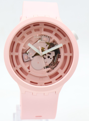 Swiss Swatch Big Bold C-Pink Silicone Visible Movement Watch 47mm SB03P100  $145 - Picture 2 of 5