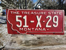 VINTAGE 1955 MONTANA  PRISON MADE LICENSE PLATE #51-X-29 ORIGINAL PAINT 