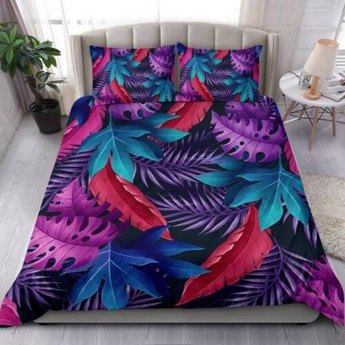 Tropical Leaves Duvet Cover and pillow Covers - Tropical Bedding Set - Bed Cover