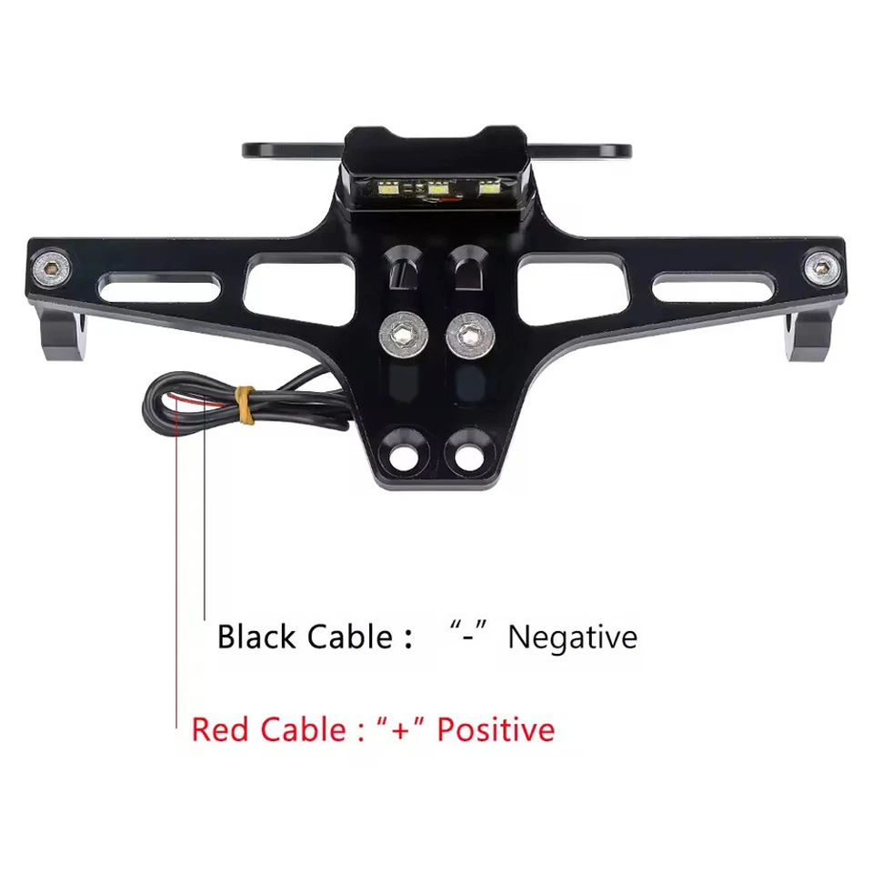 Universal Motorcycle License Number Plate Holder Tail Tidy Bracket LED Black UK - Image 3 of 4