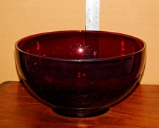 Anchor Hocking Royal Ruby Red 10" Diameter Punch Popcorn Salad Glass Bowl 1950's