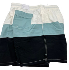 Goodfellow Lined Swim Trunks Mens Size XL Blue Black White Color Block 6" Inseam