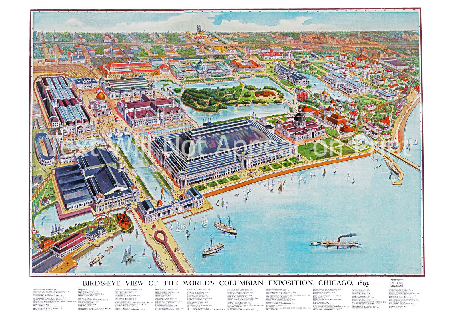 1893 Columbian Exposition, Chicago, IL Map Art Print 13" x 19" Reproduction