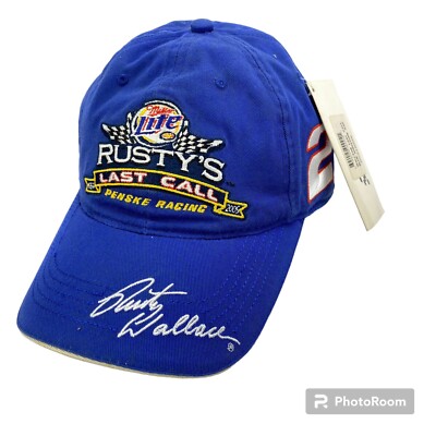 Chase Rusty's Last Call Penske Racing Wallace Blue #2 Nascar Cap/Hat