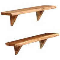 2X Wandregal Wandboard HäNgeregal Schweberegal KüChenregal Dekoregal Massiv Holz