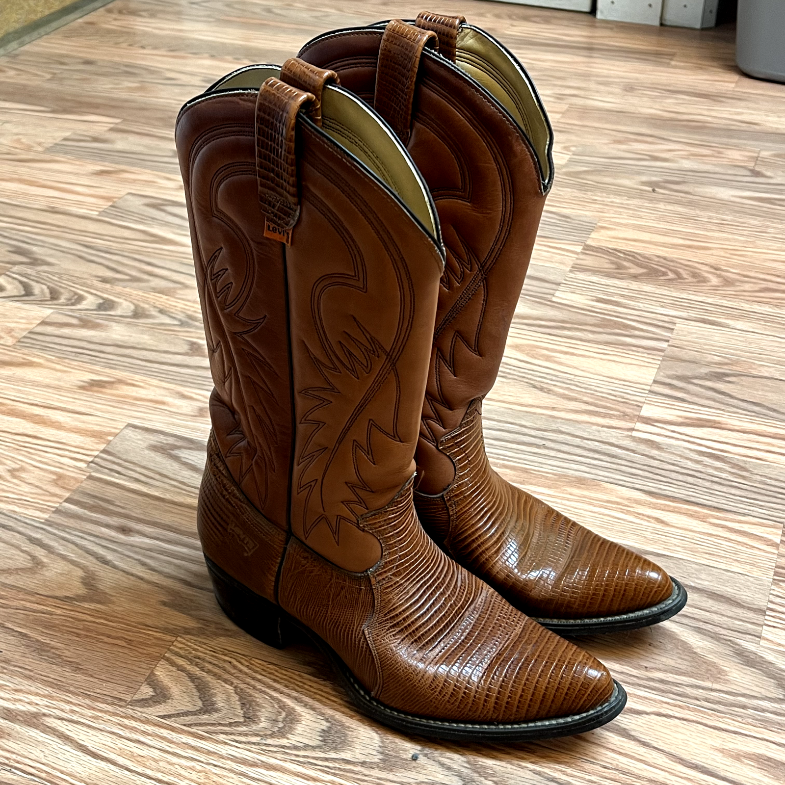 Levi's Vintage Mens Orange Tab Cowboy Western Boots Size 8.5 Rodeo Snakeskin