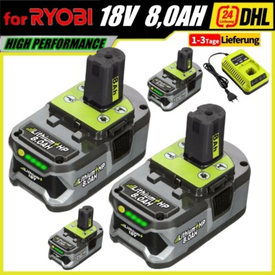 18V 8,0AH Akku für RYOBI One Plus Lithium-Ion RB18L40 P108 P104 P107 Batterie