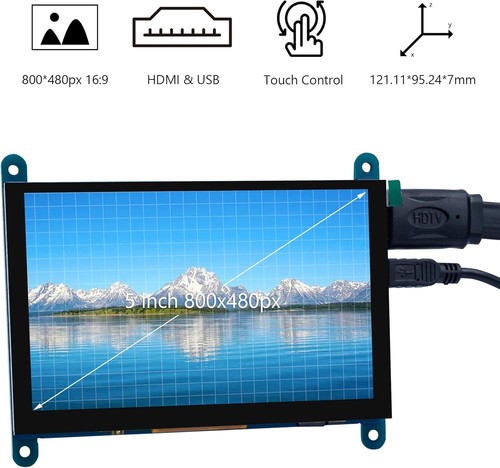 5 Inch IPS LCD Touch Screen Display Panel 800×480 Capacitive Screen HDMI Monitor - Picture 2 of 8
