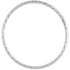 925 Sterling Silver Stackable Slip-On Scallop Cut Bangle Bracelet 3mm, 7.5" Long