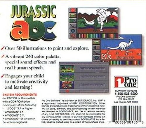 Jurassic ABC (PC-CD, 1995) for DOS/Windows - NEW CD in SLEEVE - Image 3 of 3