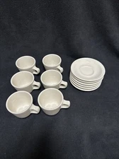 Homer Laughlin Coffee Tea Cups & Saucers (6 Cups, 6 Saucers)