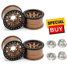 Vanquish 1.9 Alum KMC KM236 Tank Beadlock Bronze Wheels (4) w/ Wheels Hubs (4)