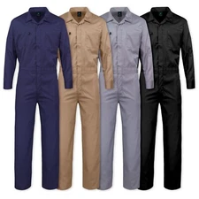 Men's Long Sleeve Blended Adjustable Cuff Mechanic Jumpsuit WorkWear Overalls