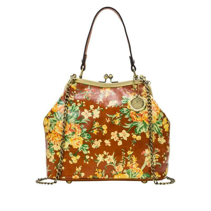 Patricia Nash Botanical Garden Laureana Leather Frame Satchel NWT