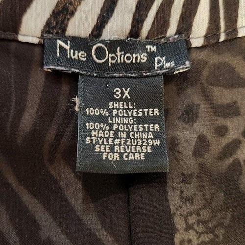 3X NUE OPTIONS PLUS ANIMAL PRINT BEADED APPLIQUE CHIFFON FULLY LINED TUNIC TOP - Picture 2 of 16