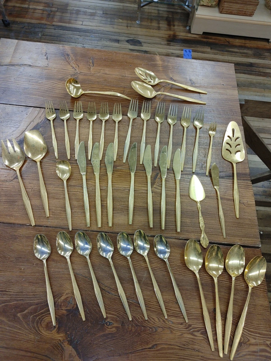 Florentine Gold Electroplate Silverware Flatware 39 Piece Set