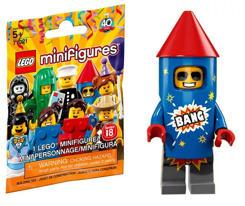 FIGURINE MINIFIGURE LEGO SERIE 18 71021 N°5 L'HOMME FEU D'ARTIFICE - Imagen 1 de 1