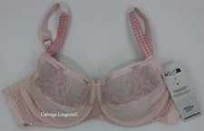 NWT Chantelle C13A10 "Instants" Full Figure 3-part Lace Bra, Pink / Silver