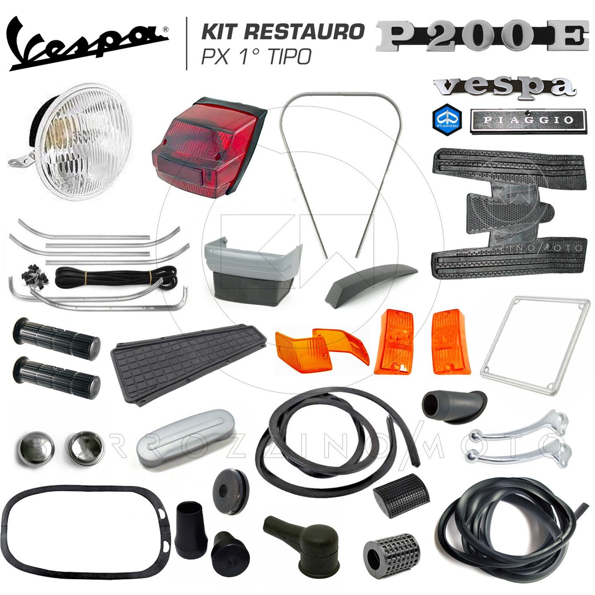 KIT RESTAURO COMPLETO RICAMBI ACCESSORI PER PIAGGIO VESPA PX PE