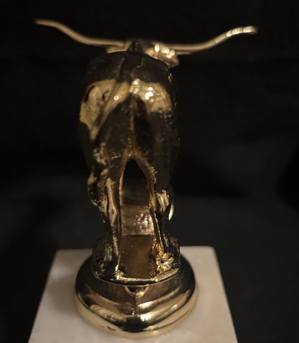 Vintage Heavy Metal Texas Longhorn Cow Trophy Topper 4 x 3 1/2 NOS 1970’s - Bild 3 von 5