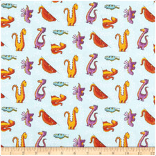 Dragon Knight Fabric Dragons Footprint Soft Blue Cotton Riley Blake By The Yard