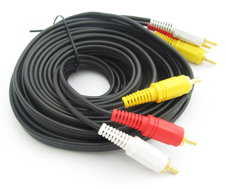 1pc 5M Gold AV TV Cable Triplets RCA Phono Male Cable 3 RCA Male to 3 RCA Male - Image 2 of 3