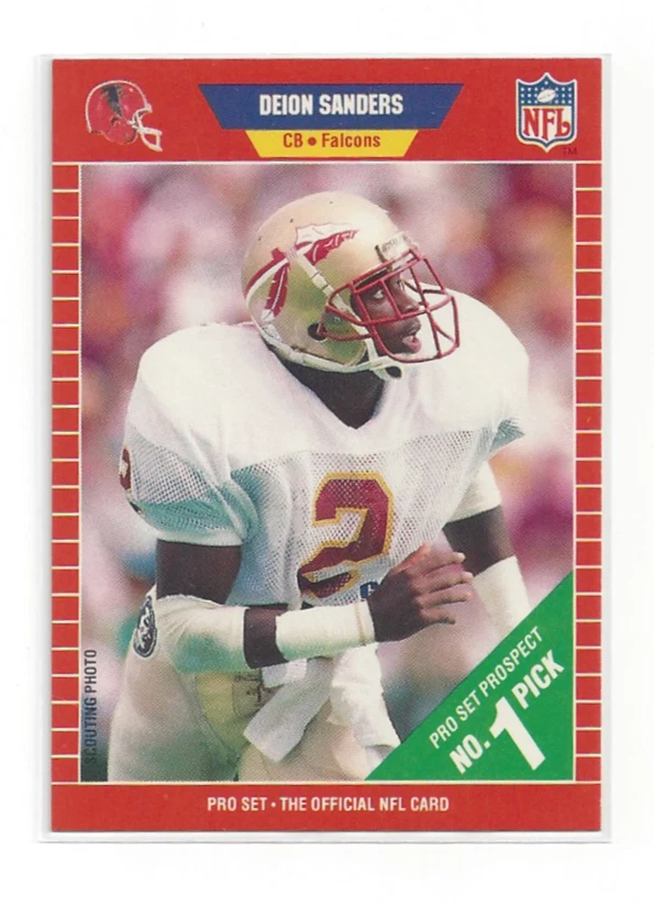 Deion Sanders RC 1989 Pro Set #486 Falcons Rookie Card Prime Time NFL HOF CB RAW