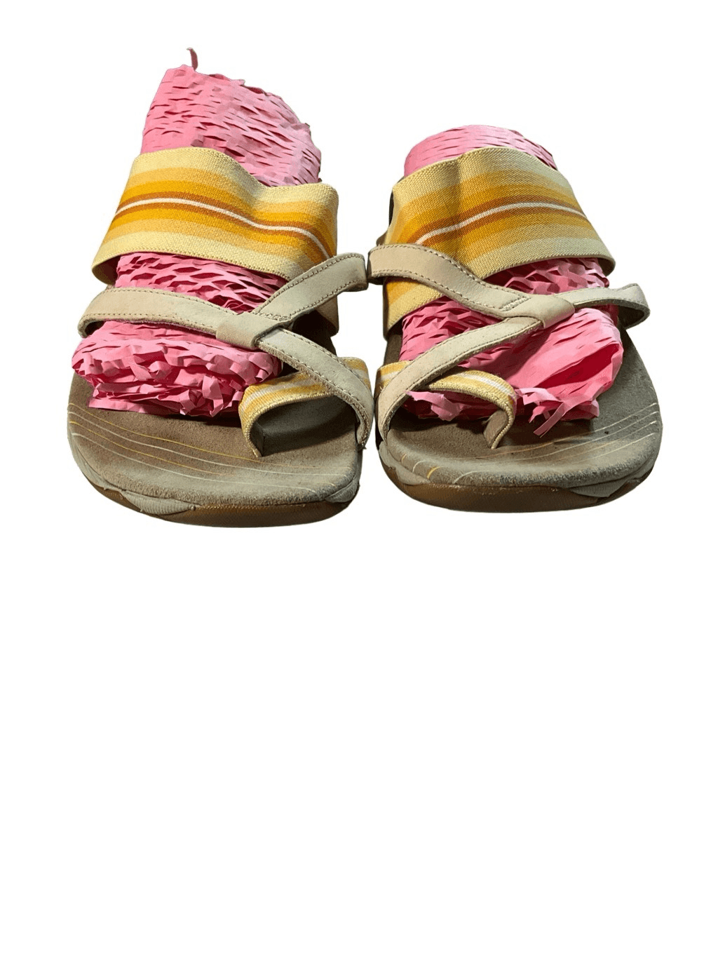 Sandalo slip on giallo e crema Merrell con punta infradito