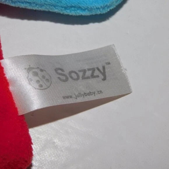 Manta de seguridad Sassy Sozzy Playgro mordedor de perro rojo arruga Lovey Baby Foto 3 de 4