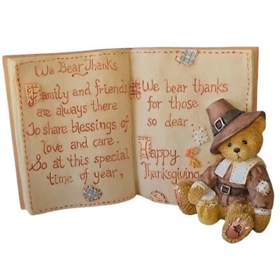 🚨 Cherished Teddies 651427 "We Bear thanks" Thanksgiving Prayer Plaque -Holiday