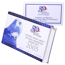 Empty Packaging Replacement Clad Quarter Proof Set Box & COA No Coins 2005