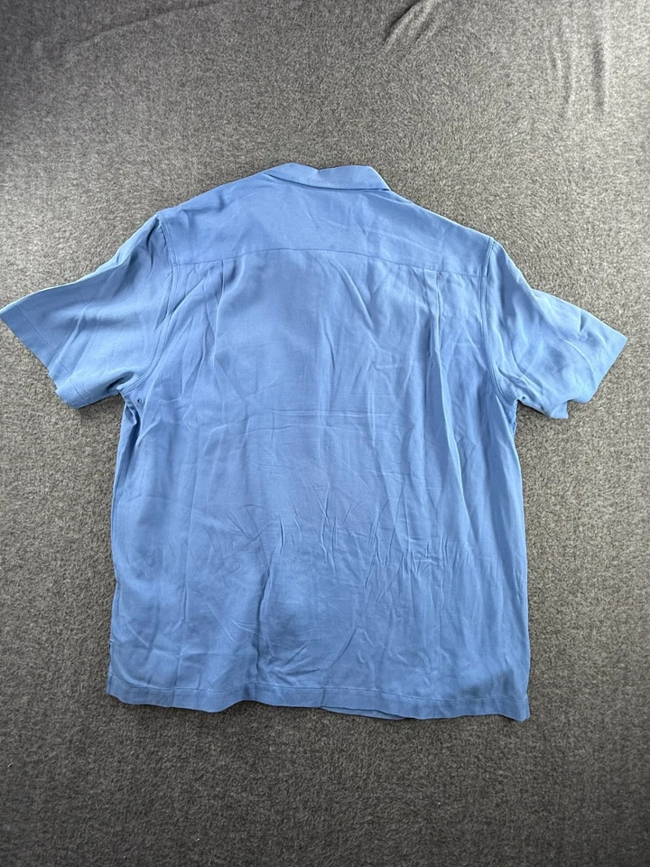 Camisa Nat Nast Para Hombre L Azul Seda Manga Corta Abotonada Calce Americano Moderna Foto 2 de 4