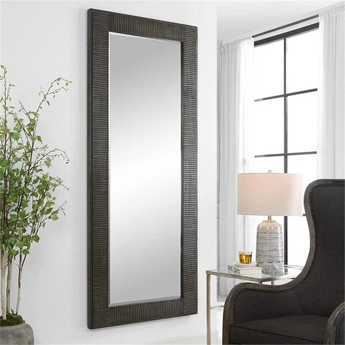 Uttermost Figaro Farmhouse MDF and Pine Wood Oversized Mirror in Gray - Picture 7 of 9