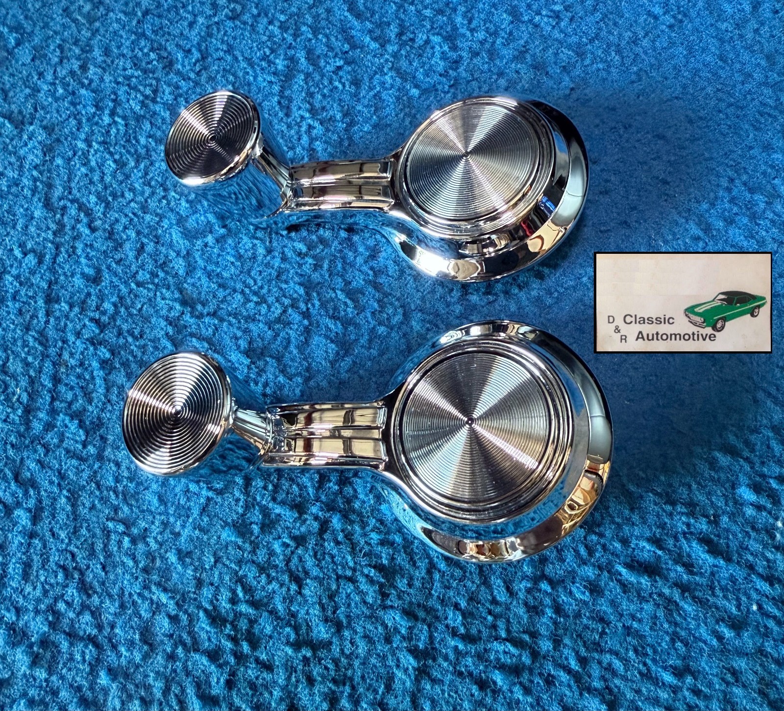 1965–1967 Chevelle Nova Vent Window Crank Handles – Chrome w/ Clips In Stock