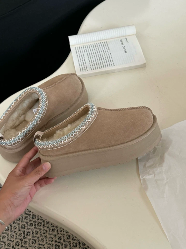 Botas de Nieve Henan Sangpo Para Mujer, Gamuza Cuero de Vaca Lana Plataforma TAZZ Supermodelo Foto 4 de 4