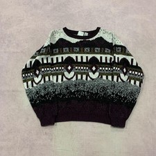 Vintage Knitted Jumper abstract patterned grandad knit sweater, 100 acrylic